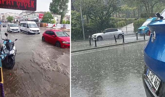İstanbul yağışa teslim: Dolu vurdu, caddeler göl oldu